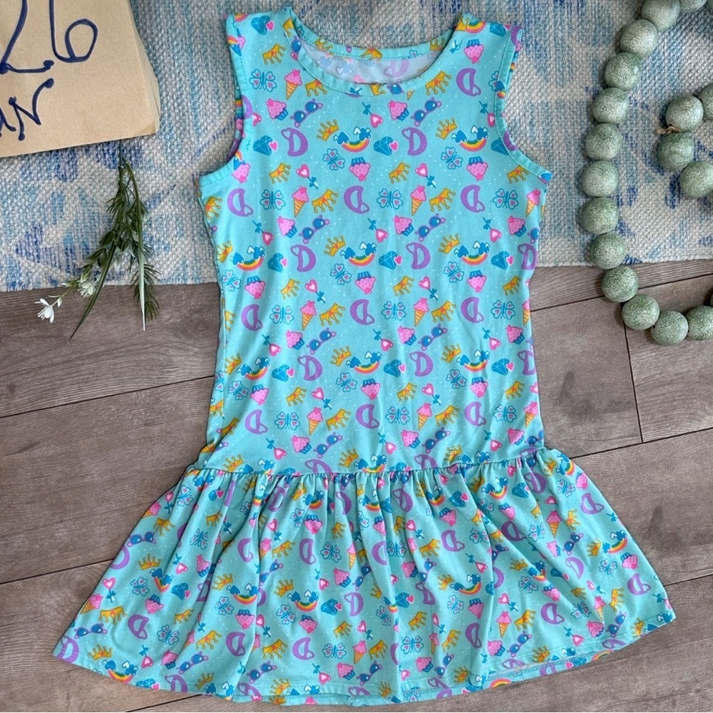 Love, Diana D Printed Soft Summer Dress Ice Cream Rainbows Girls Medium